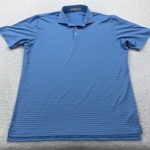 Men's Blue Striped Polo Shirt - Lightweight Performance